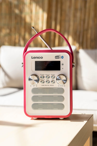 LENCO PDR-051PKWH LENCO - PDR-051BKSI - Portable DAB+ FM Radio with Bluetooth® and AUX-input, rechargeable battery - Pink