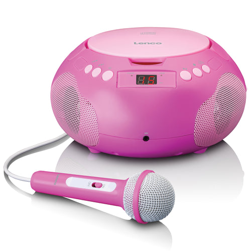 LENCO SCD-620PK - Draagbare radio/ CD player met microfoon - Roze