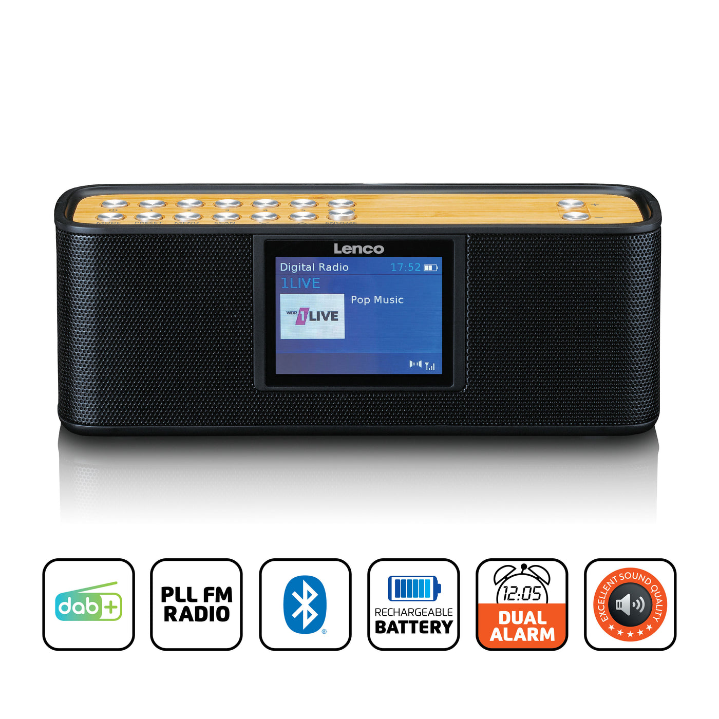 LENCO PDR-045BK - DAB+ radio met Bluetooth® 5.0, zwart