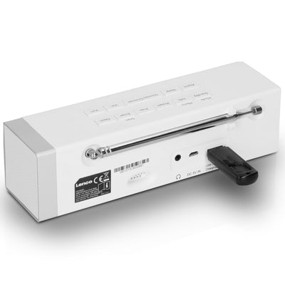 Lenco CR-630WH - Stereo DAB+/FM Wekkerradio met USB aansluiting en AUX-ingang - Wit