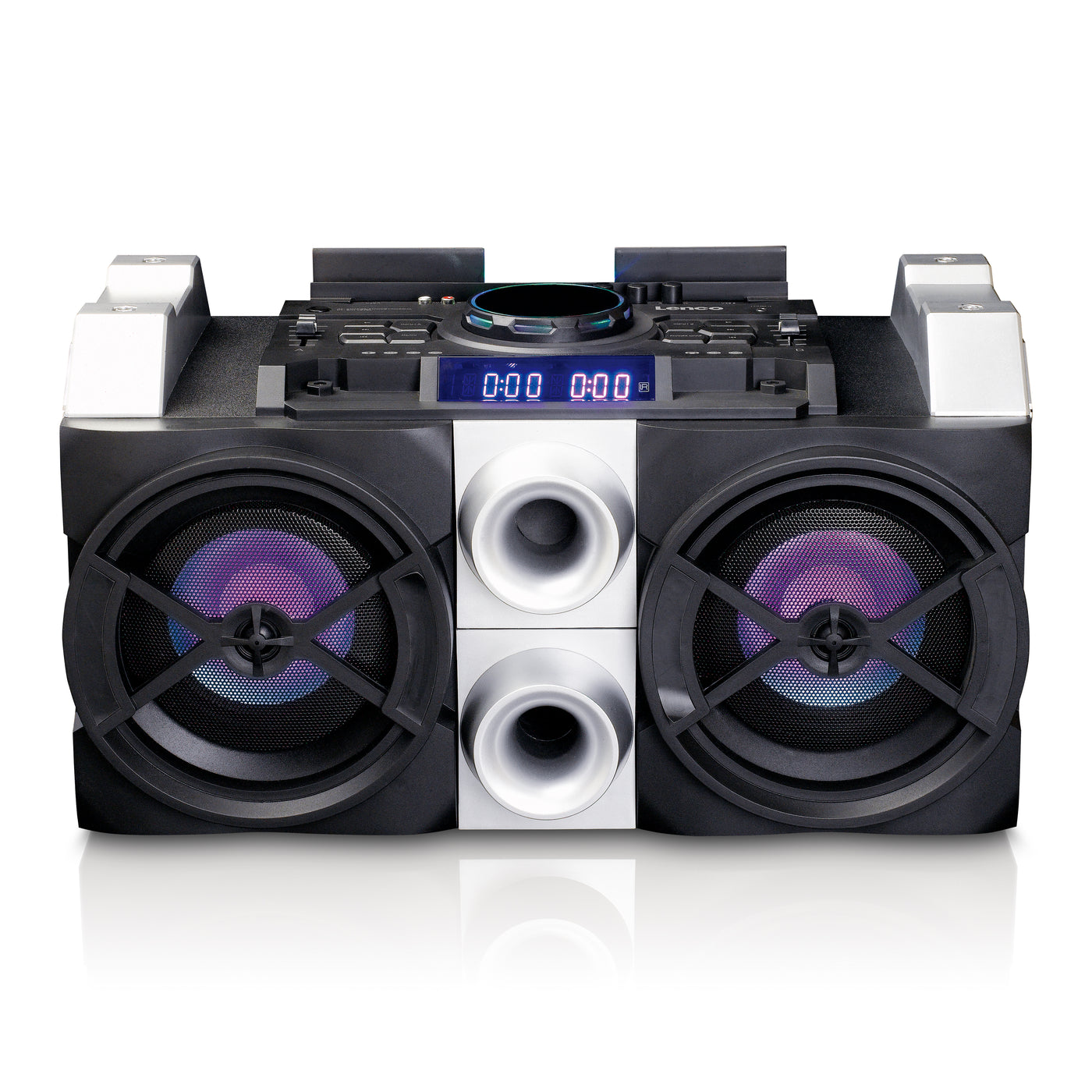 LENCO PMX-150 - High Power DJ Mixer System met Bluetooth®, USB, FM Radio en Party Lights - Zwart
