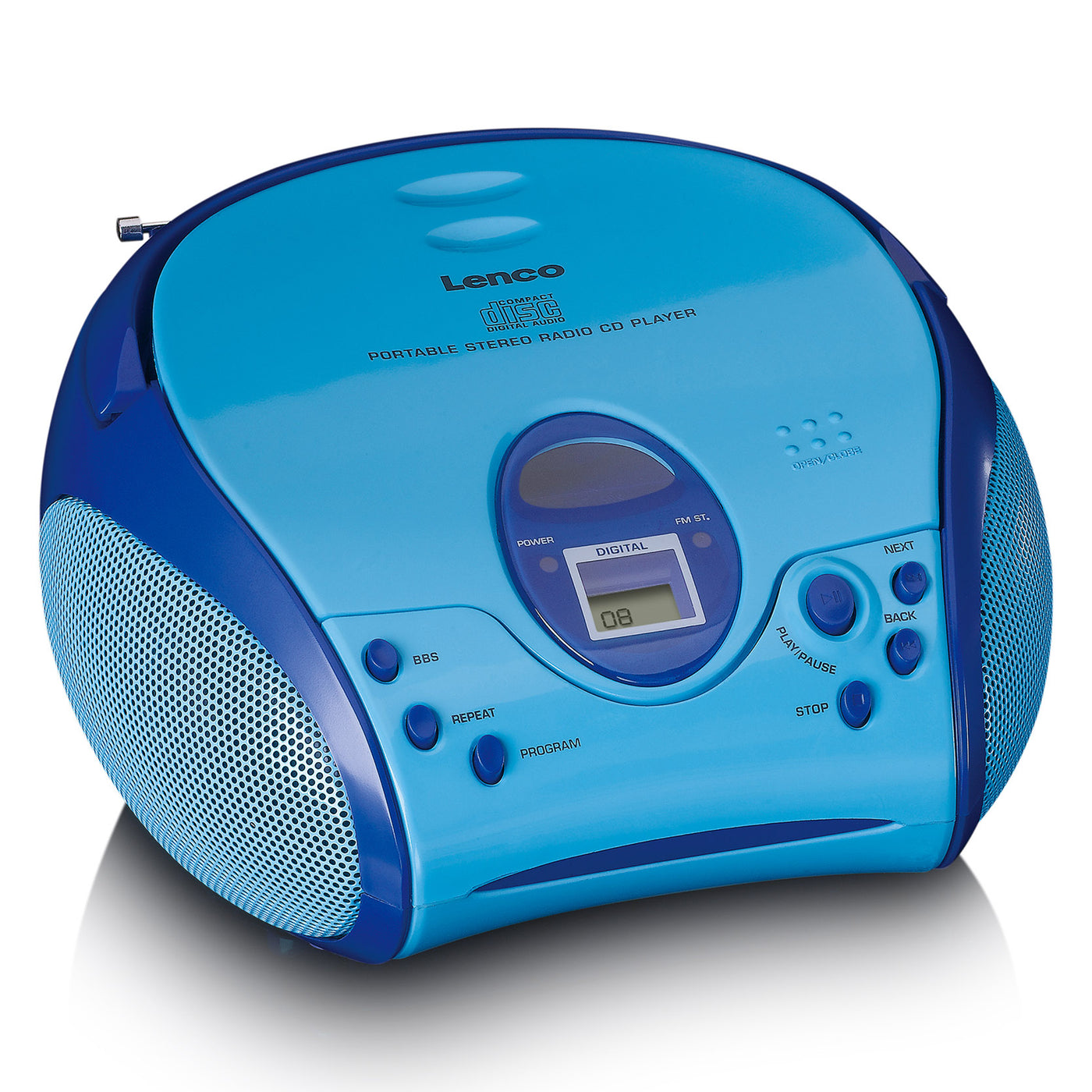 LENCO SCD-24BU kids - Draagbare stereo FM radio met CD-speler - Blauw