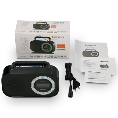 LENCO PR2700 - Portable FM Radio with RDS and USB connection - Black