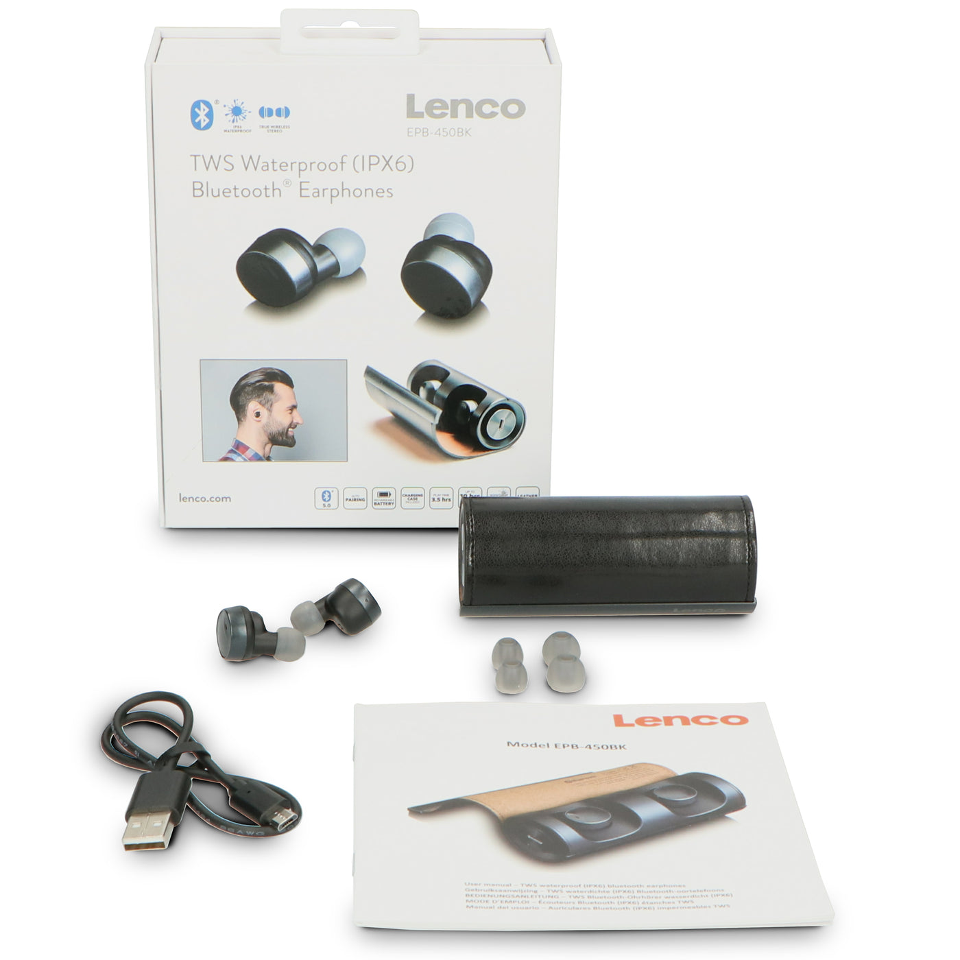 LENCO EPB-450BK - TWS waterproof Bluetooth® Earphone - Zwart