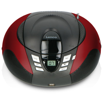 LENCO SCD-37 USB Red - Draagbare FM Radio CD en USB speler - Rood