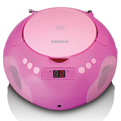 LENCO SCD-620PK - Draagbare radio/ CD player met microfoon - Roze