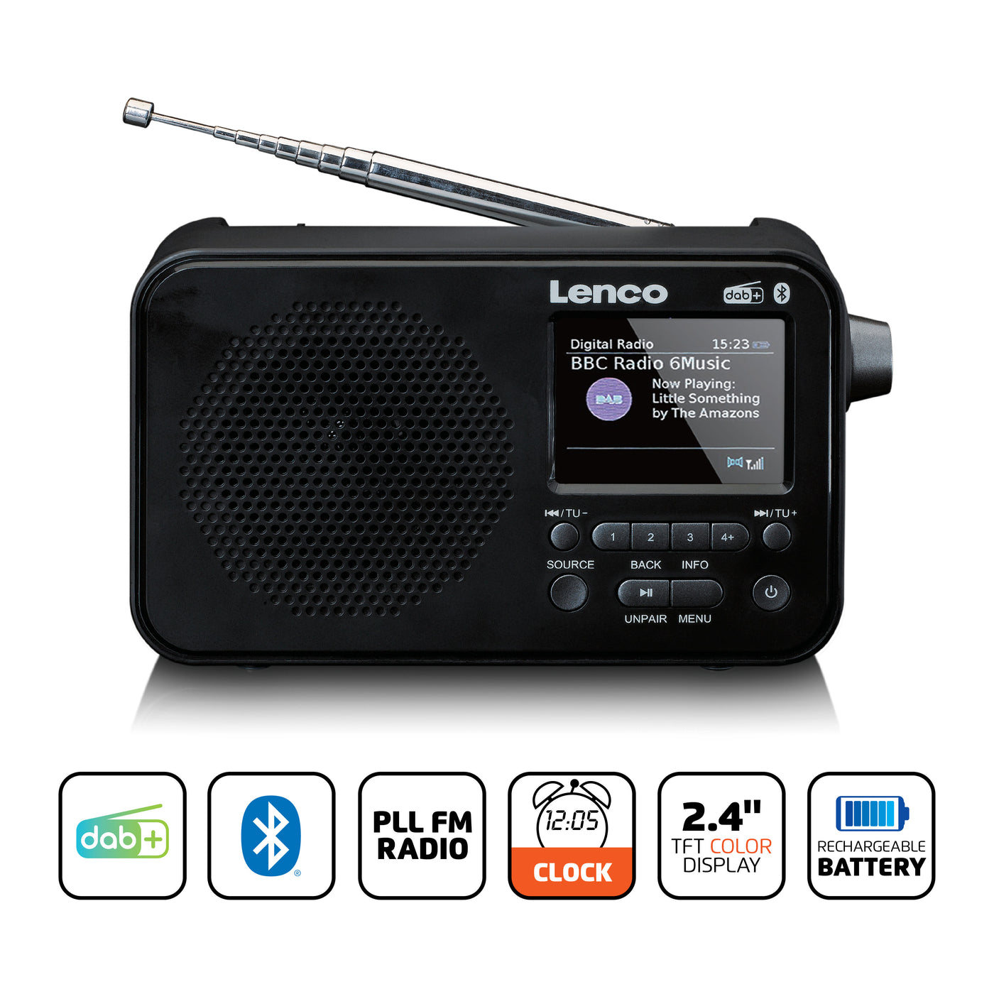 LENCO PDR-036BK - DAB+ / FM Radio met Bluetooth® - Zwart