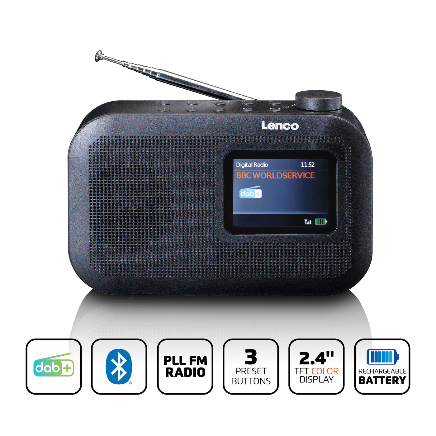 LENCO PDR-026BK - Portable DAB+/FM radio with Bluetooth® - Black