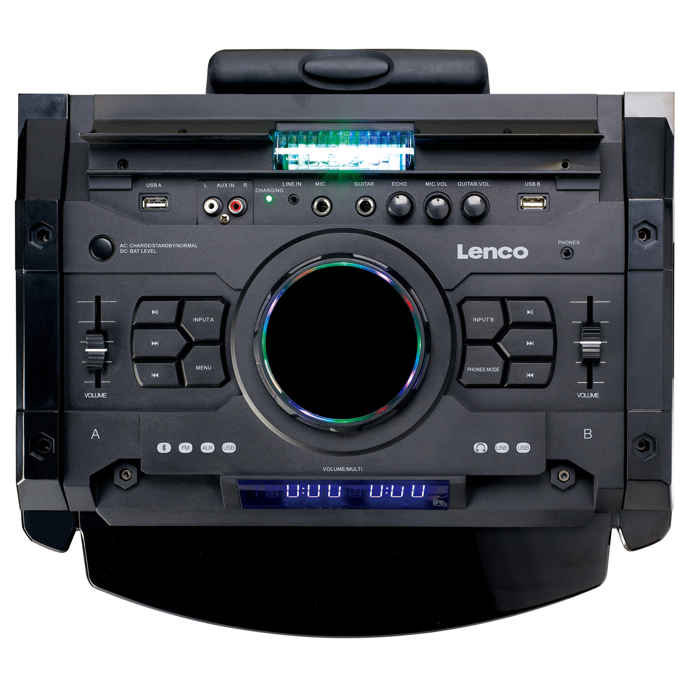 LENCO PMX-250 - High power DJ mixer met Bluetooth®, USB, FM en party lights - Zwart