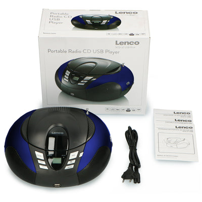 LENCO SCD-37 USB Blue - Draagbare FM Radio CD en USB speler - Blauw