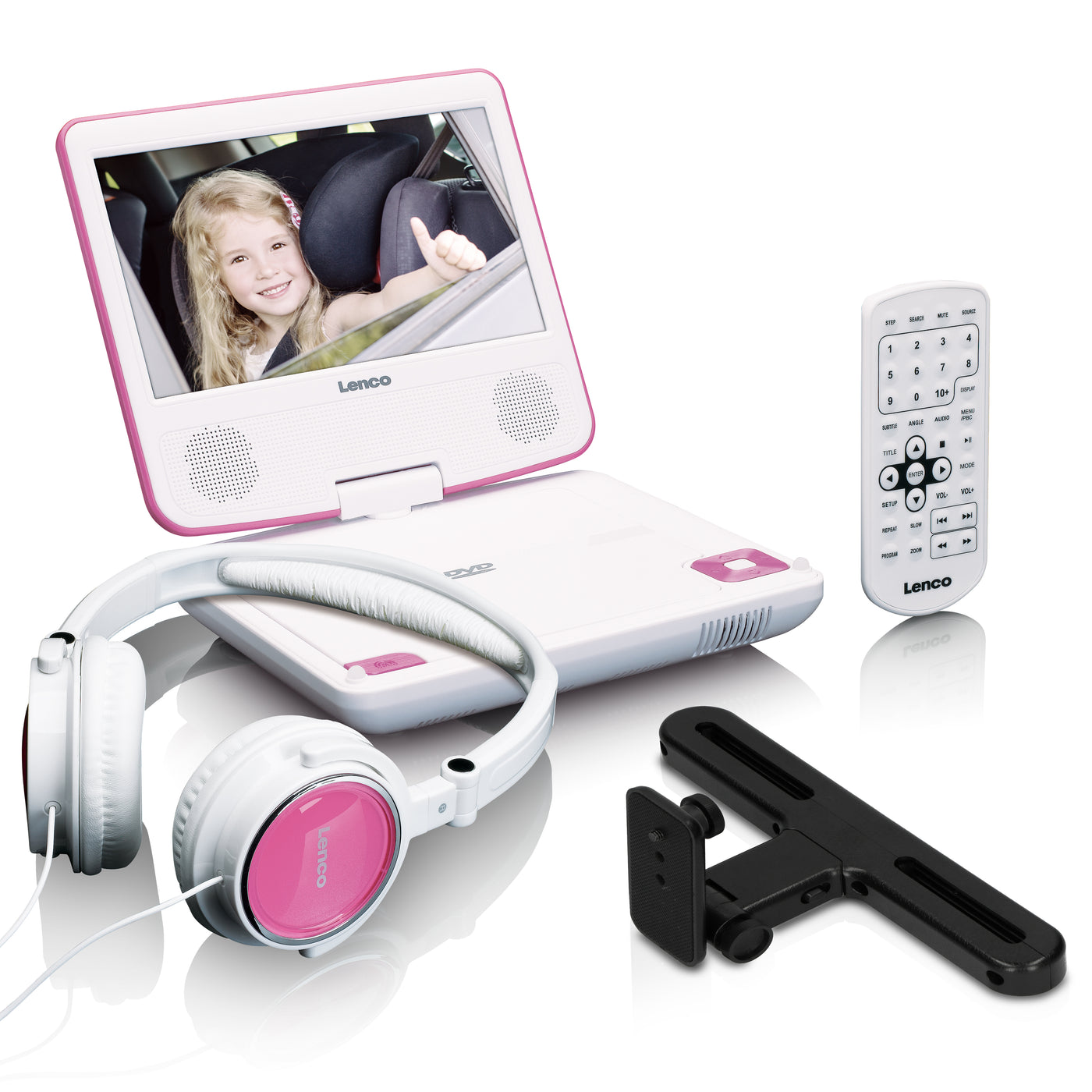 Lenco DVP-710PK - Portable 7" DVD-speler met USB-hoofdtelefoon-bracket
