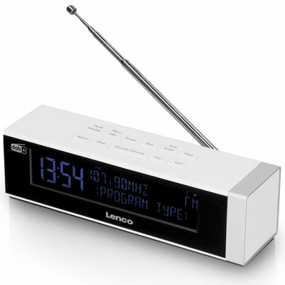 Lenco CR-630WH - Stereo DAB+/FM clock Radio with USB-port and AUX-input - White