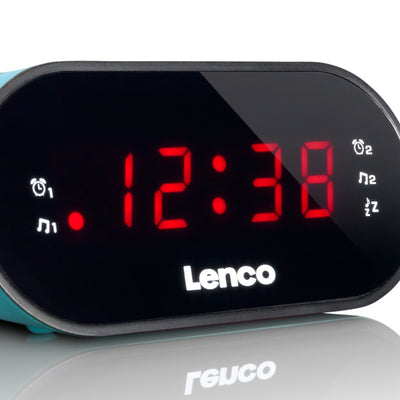 Lenco CR-07 Blue - FM Wekkerradio met slaaptimer en dubbele alarm functie - Blauw
