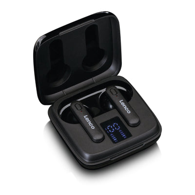 LENCO EPB-430BK - Draadloze oordopjes, laadcase met display, Bluetooth® en TWS, zwart