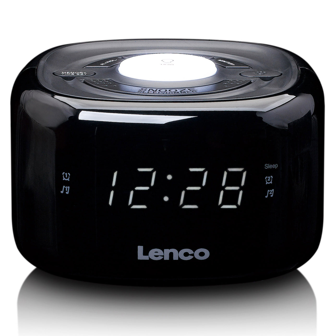 Lenco CR-12BK - FM Wekkerradio met nachtlamp - Zwart