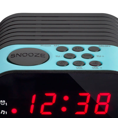 Lenco CR-07 Blue - FM Wekkerradio met slaaptimer en dubbele alarm functie - Blauw