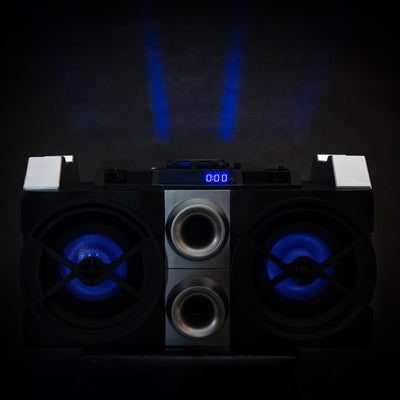 LENCO PMX-150 - High power DJ mixer system with Bluetooth®, USB, FM radio and party lights - Black
