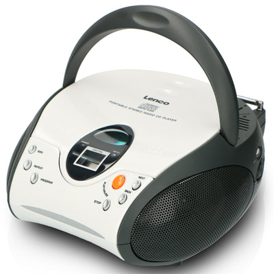 LENCO SCD-24 white - Portable stereo FM radio with CD player - White