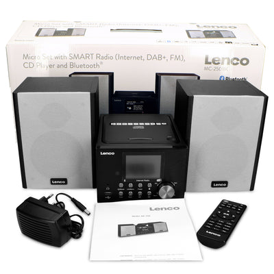 LENCO MC-250BK - Micro set met smart radio, CD/USB speler, internet, DAB+, Bluetooth® - Zwart