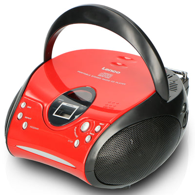 LENCO SCD-24 Red/Black - Draagbare stereo FM radio met CD-speler - Rood/zwart