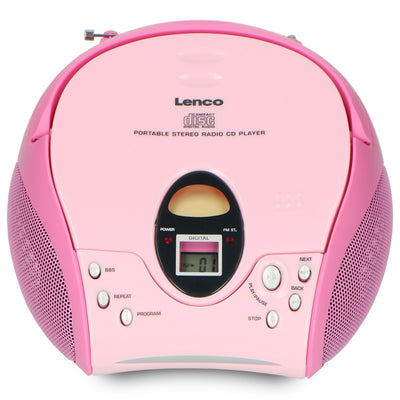 LENCO SCD-24 Pink - Draagbare stereo FM radio met CD-speler - Roze