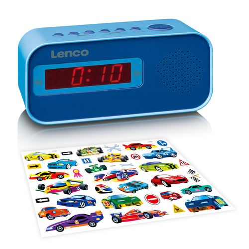 LENCO CR-205BU - Wekkerradio met stickerset - Blauw