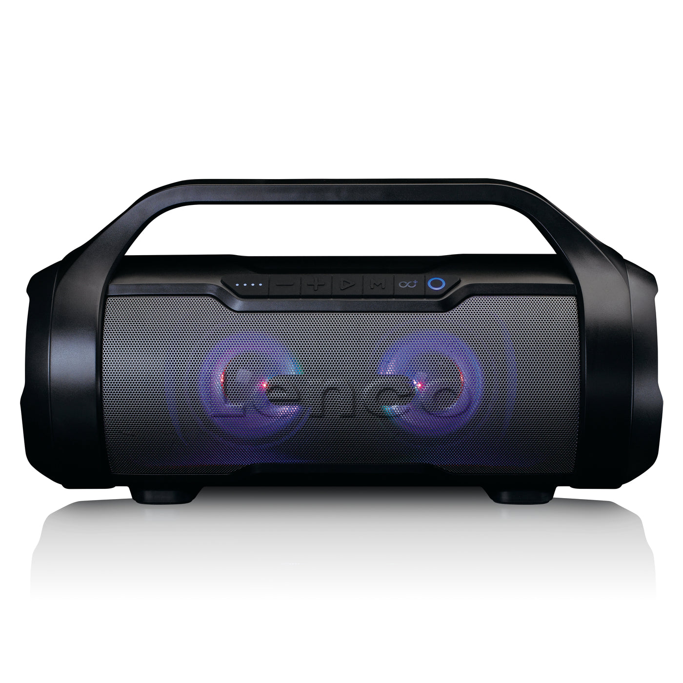 LENCO SPR-070BK - Splashproof Bluetooth® speaker met FM radio, USB, SD and Party Lights - Black