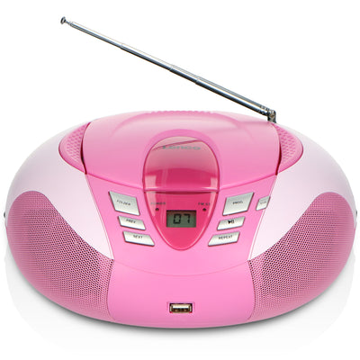 LENCO SCD-37 USB Pink - Portable FM Radio CD and USB player - Pink