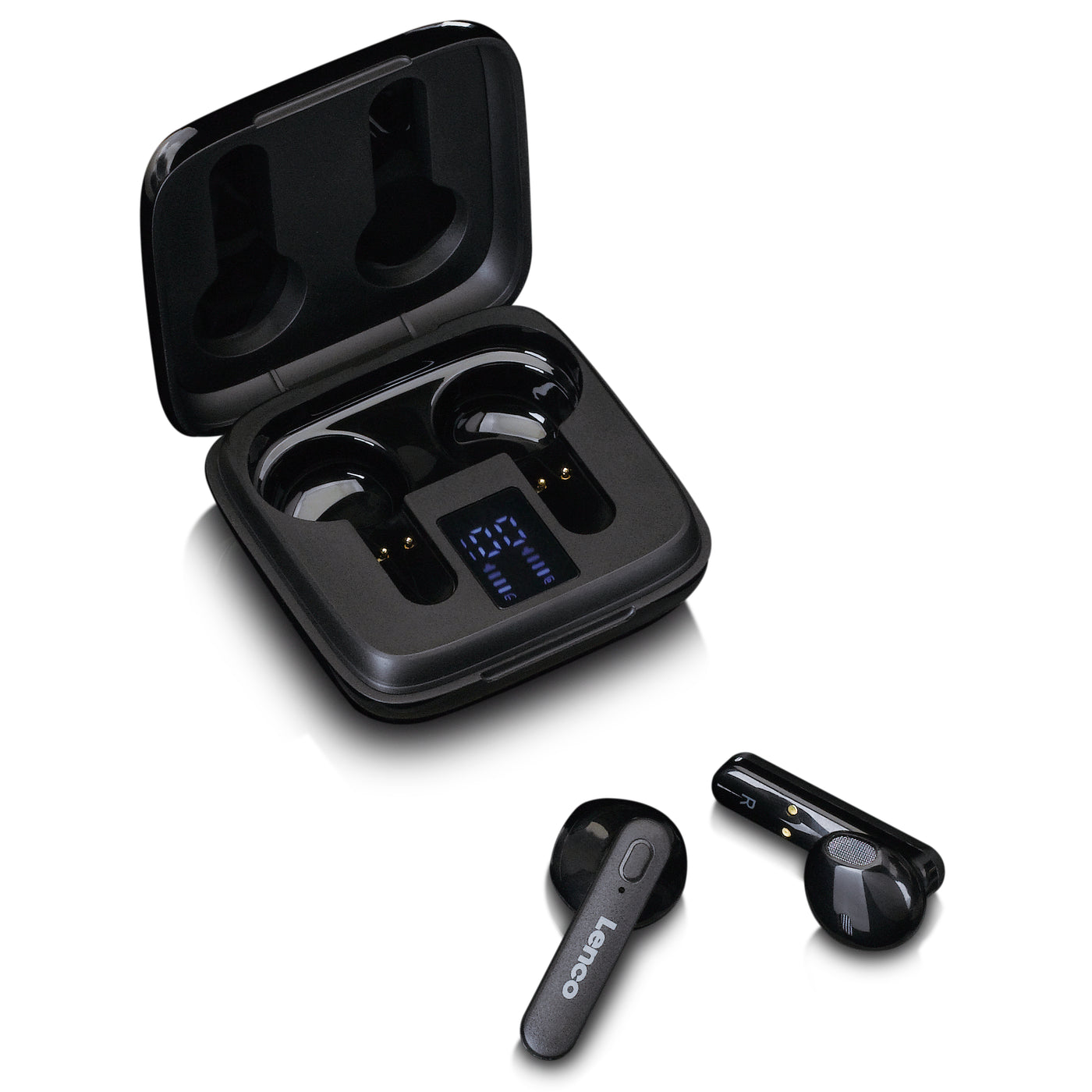 LENCO EPB-430BK - Wireless headphones, charging case with display, Bluetooth® and TWS, black