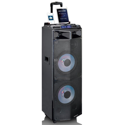 LENCO PMX-300 - High power DJ mixer system met Bluetooth®, USB, FM en party lights - Zwart