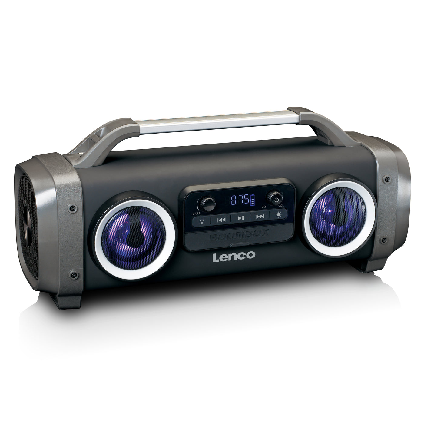 Lenco - SPR-100BK - Splashproof Bluetooth speaker FM radio USB en SD met Licht effecten - Zwart
