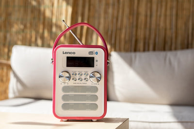 LENCO PDR-051PKWH - Draagbare DAB+ FM Radio met Bluetooth® en AUX-ingang, oplaadbare batterij - Roze