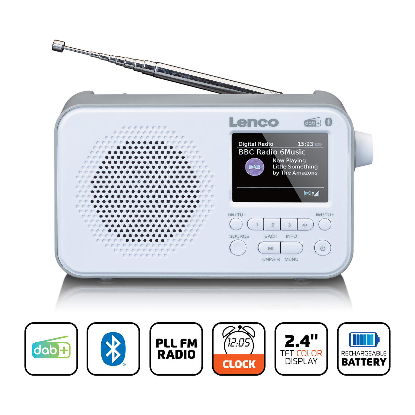 LENCO PDR-036WH - DAB + / FM Radio with Bluetooth® - White